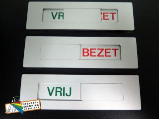 Bordje 140x40mm, vrij-bezet houder of met uw eigen tekst, idem als artnr 80-HDS8020 maar dan groter.